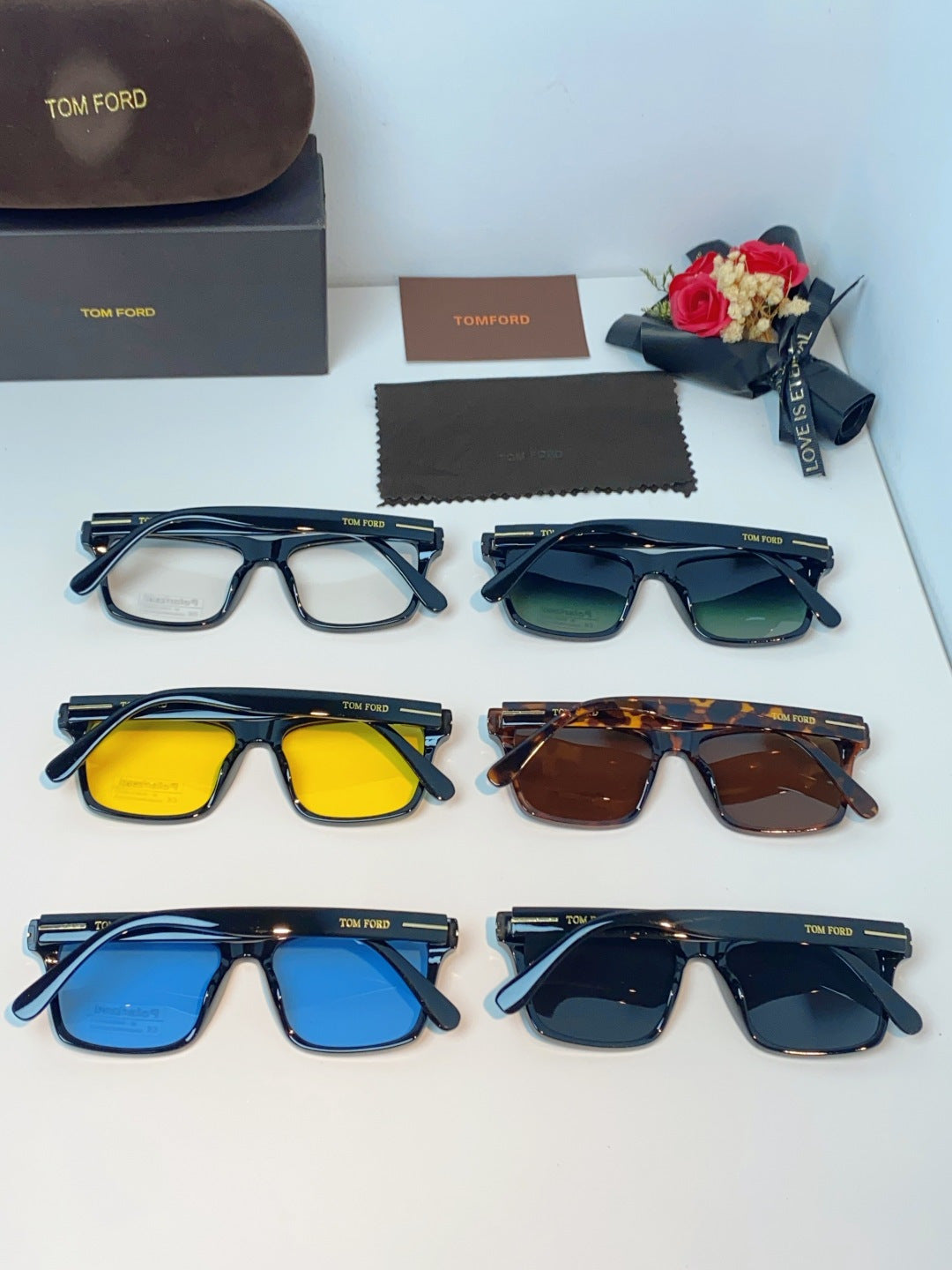 Tom Ford Metal Square Blue Lens Sunglasses for Men & Women - detail image 11