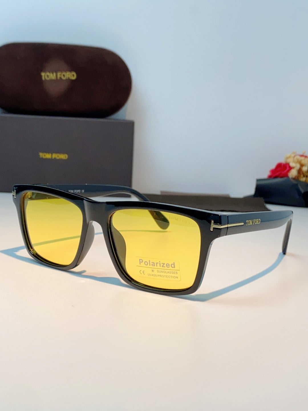 Tom Ford Metal Square Orange Lens Sunglasses for Men & Women