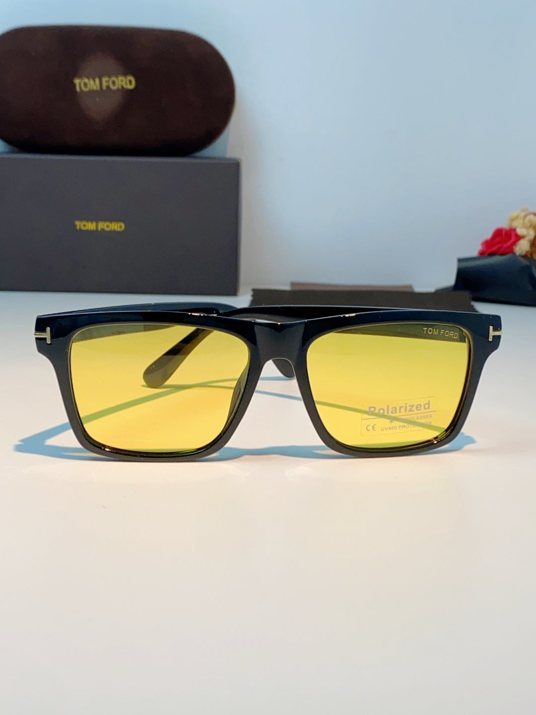 Tom Ford Metal Square Orange Lens Sunglasses for Men & Women - detail image 2