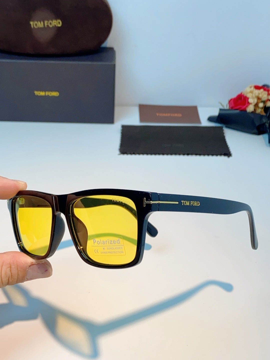 Tom Ford Metal Square Orange Lens Sunglasses for Men & Women - detail image 6