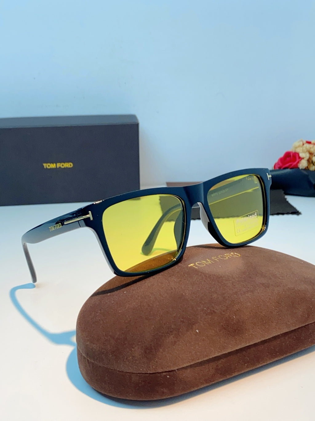 Tom Ford Metal Square Orange Lens Sunglasses for Men & Women - detail image 10