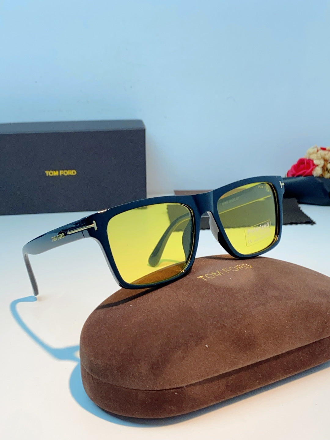 Tom Ford Metal Square Orange Lens Sunglasses for Men & Women - detail image 10