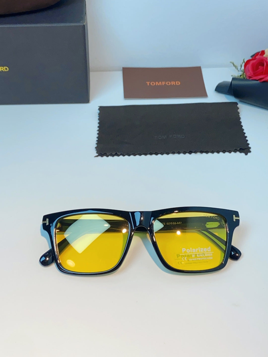Tom Ford Metal Square Orange Lens Sunglasses for Men & Women - detail image 9