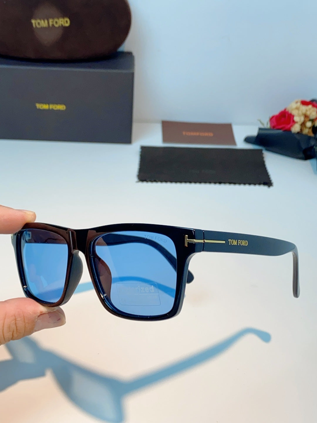 Tom Ford Metal Square Blue Lens Sunglasses for Men & Women - 487932 - detail image 6
