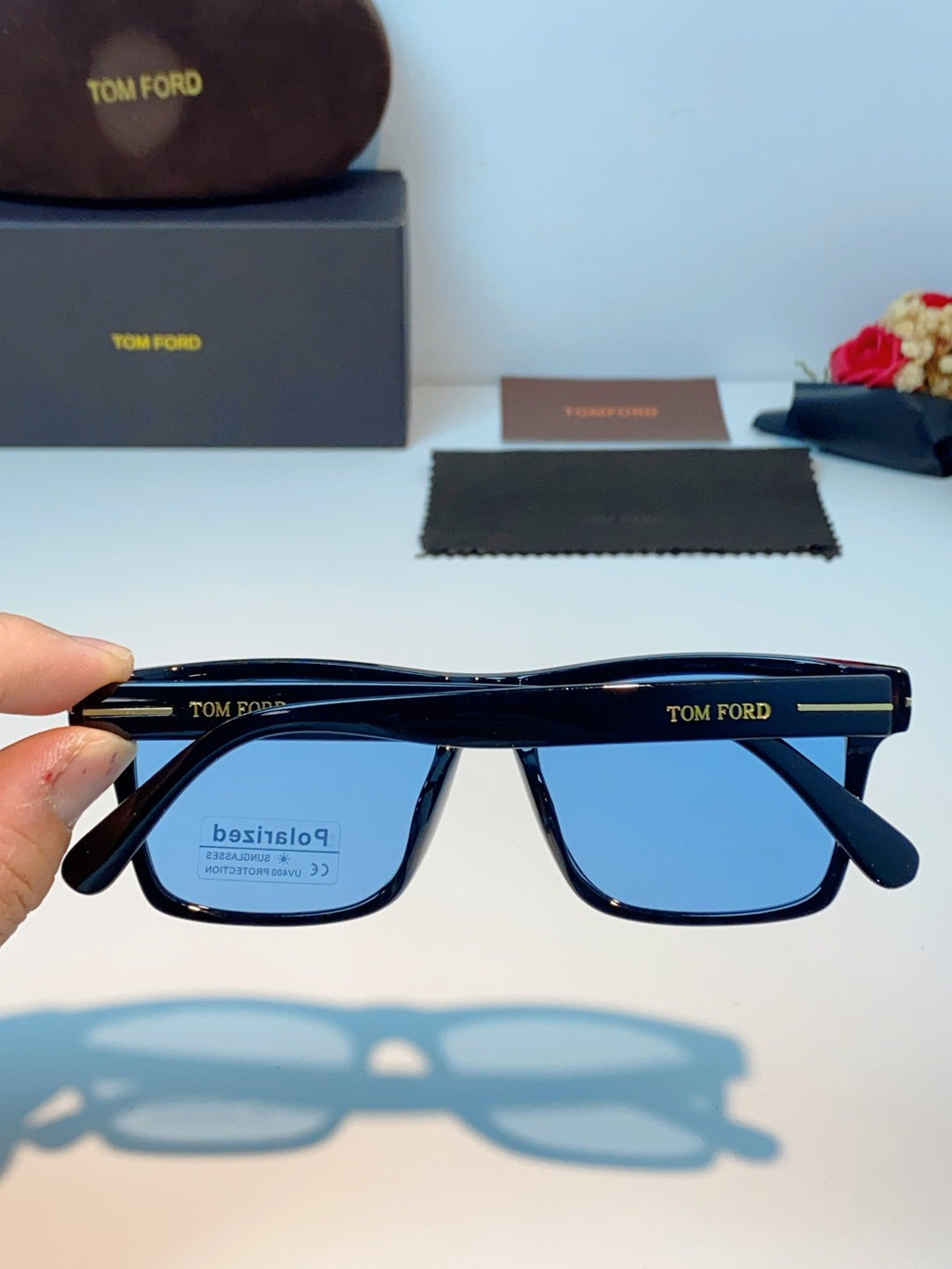 Tom Ford Metal Square Blue Lens Sunglasses for Men & Women - 487932 - detail image 5