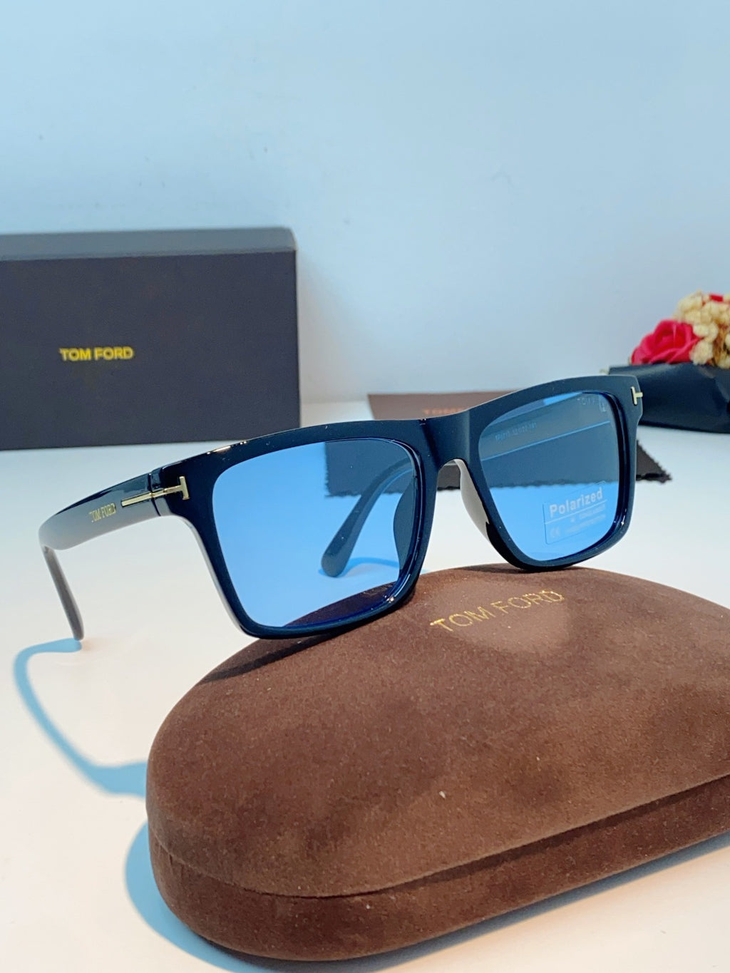 Tom Ford Metal Square Blue Lens Sunglasses for Men & Women - 487932 - detail image 10