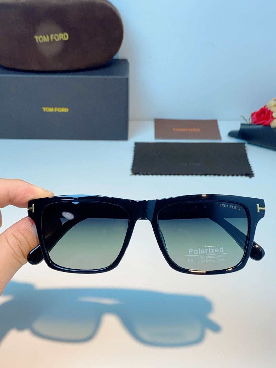 Tom Ford Metal Square Black Lens Sunglasses for Men & Women - detail image 4