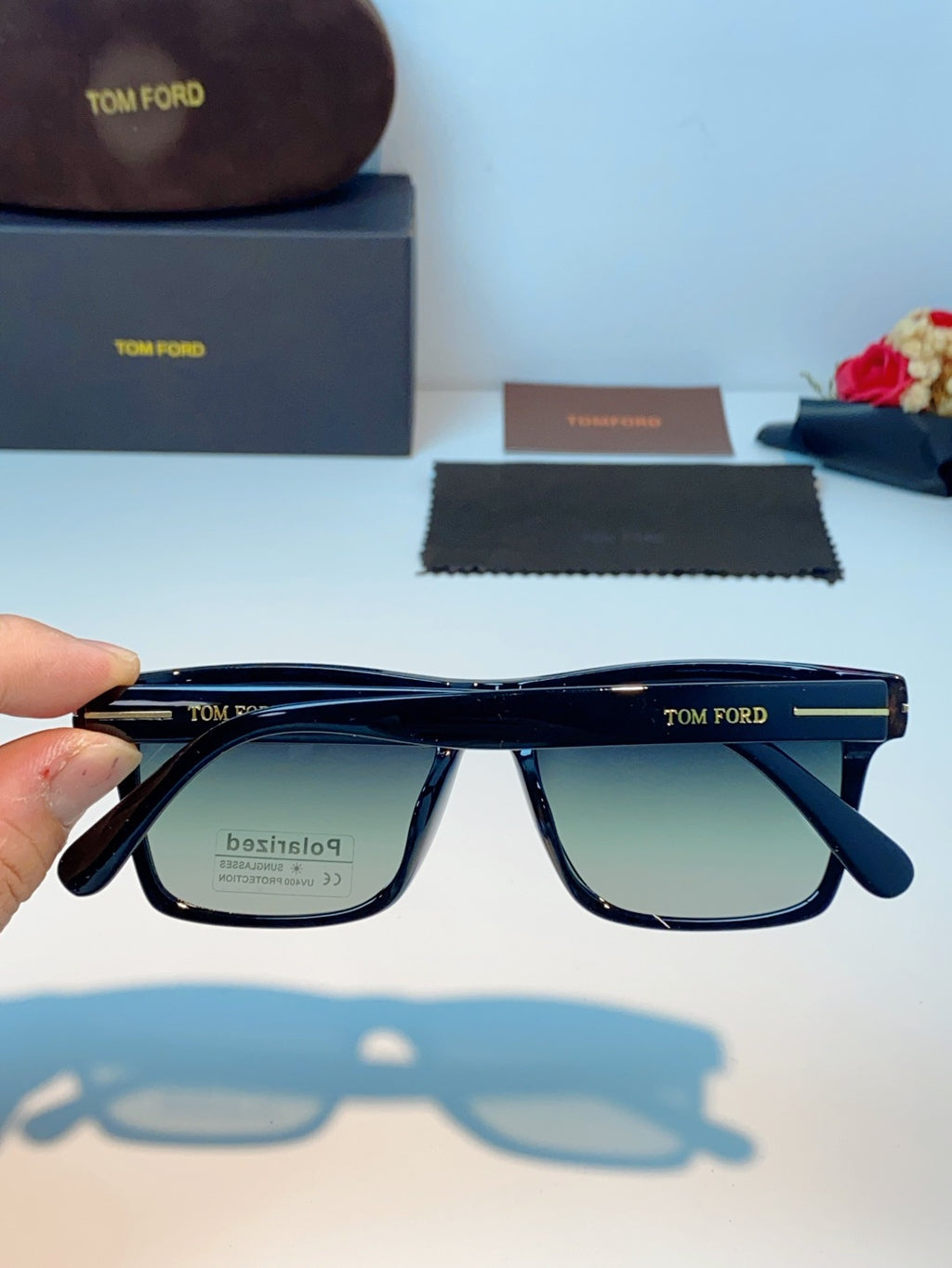 Tom Ford Metal Square Black Lens Sunglasses for Men & Women - detail image 5