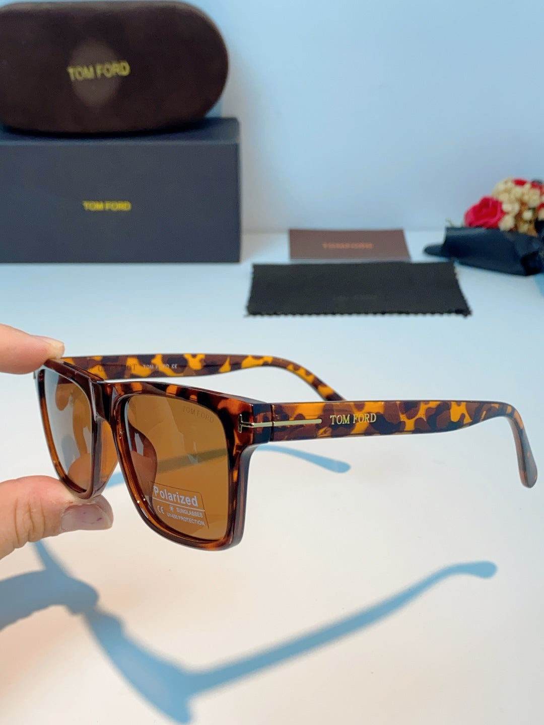 Tom Ford Metal Square Brown Lens Sunglasses for Men & Women - detail image 6