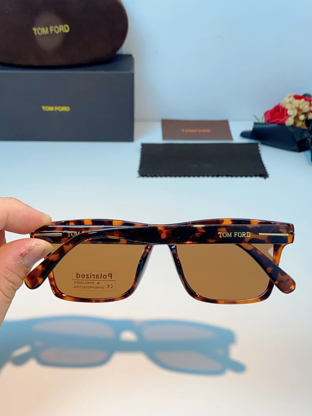 Tom Ford Metal Square Brown Lens Sunglasses for Men & Women - detail image 5