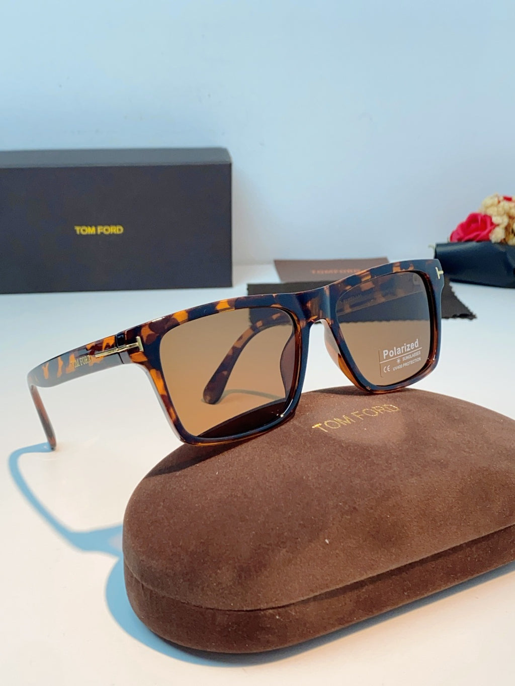 Tom Ford Metal Square Brown Lens Sunglasses for Men & Women - detail image 10