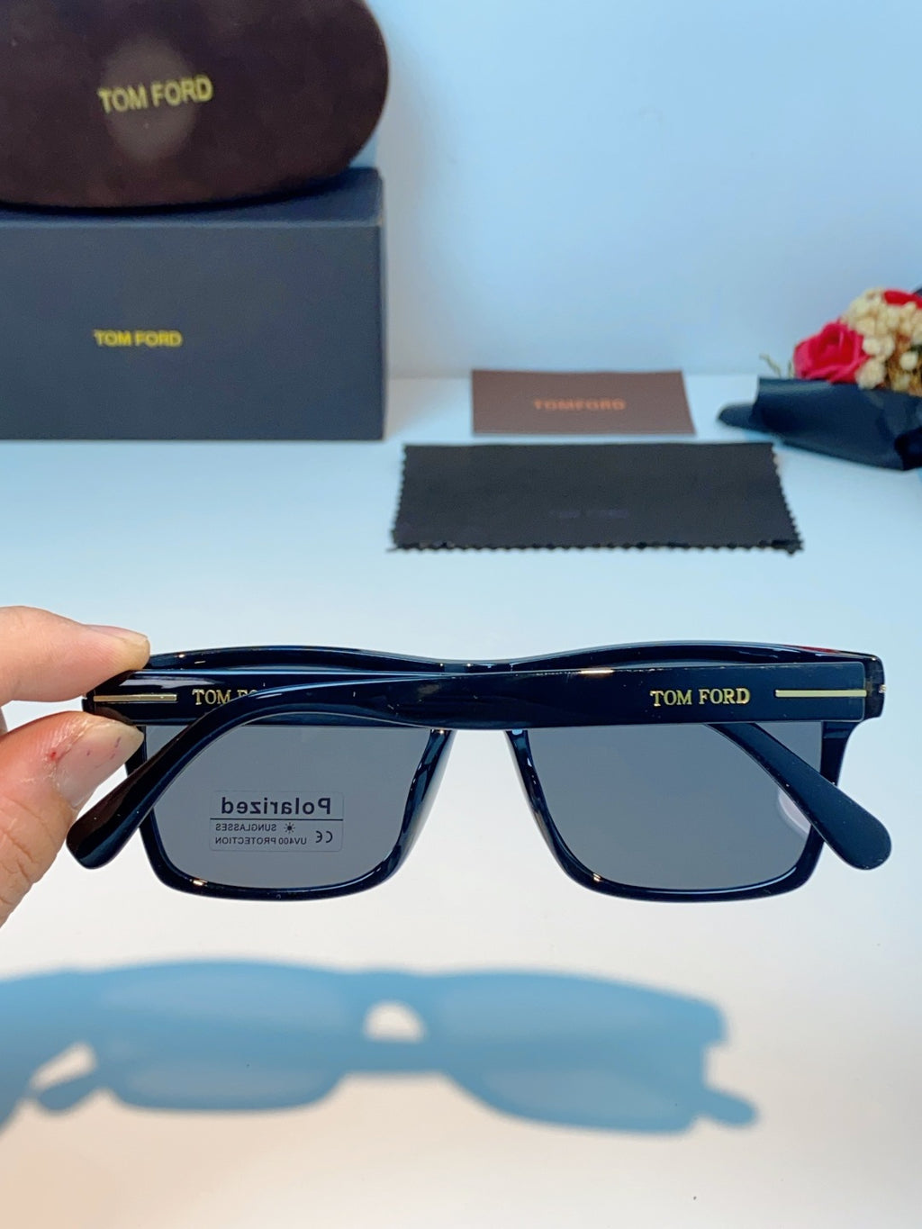 Tom Ford Metal Square Blue Lens Sunglasses for Men & Women - detail image 5