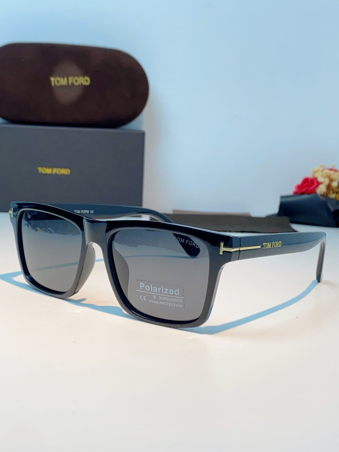 Tom Ford Metal Square Blue Lens Sunglasses for Men & Women