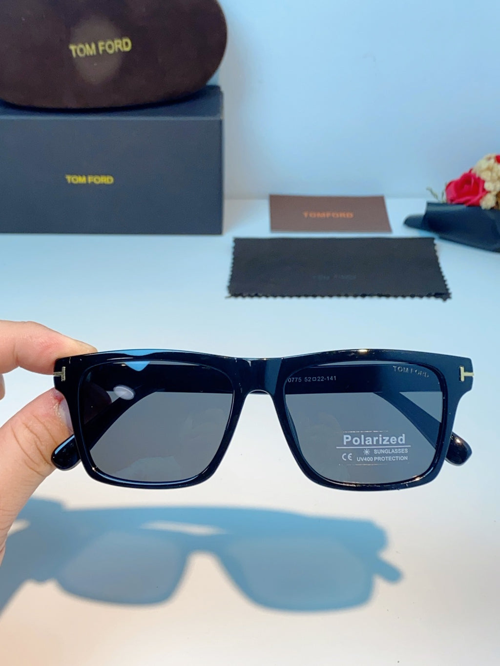 Tom Ford Metal Square Blue Lens Sunglasses for Men & Women - detail image 4