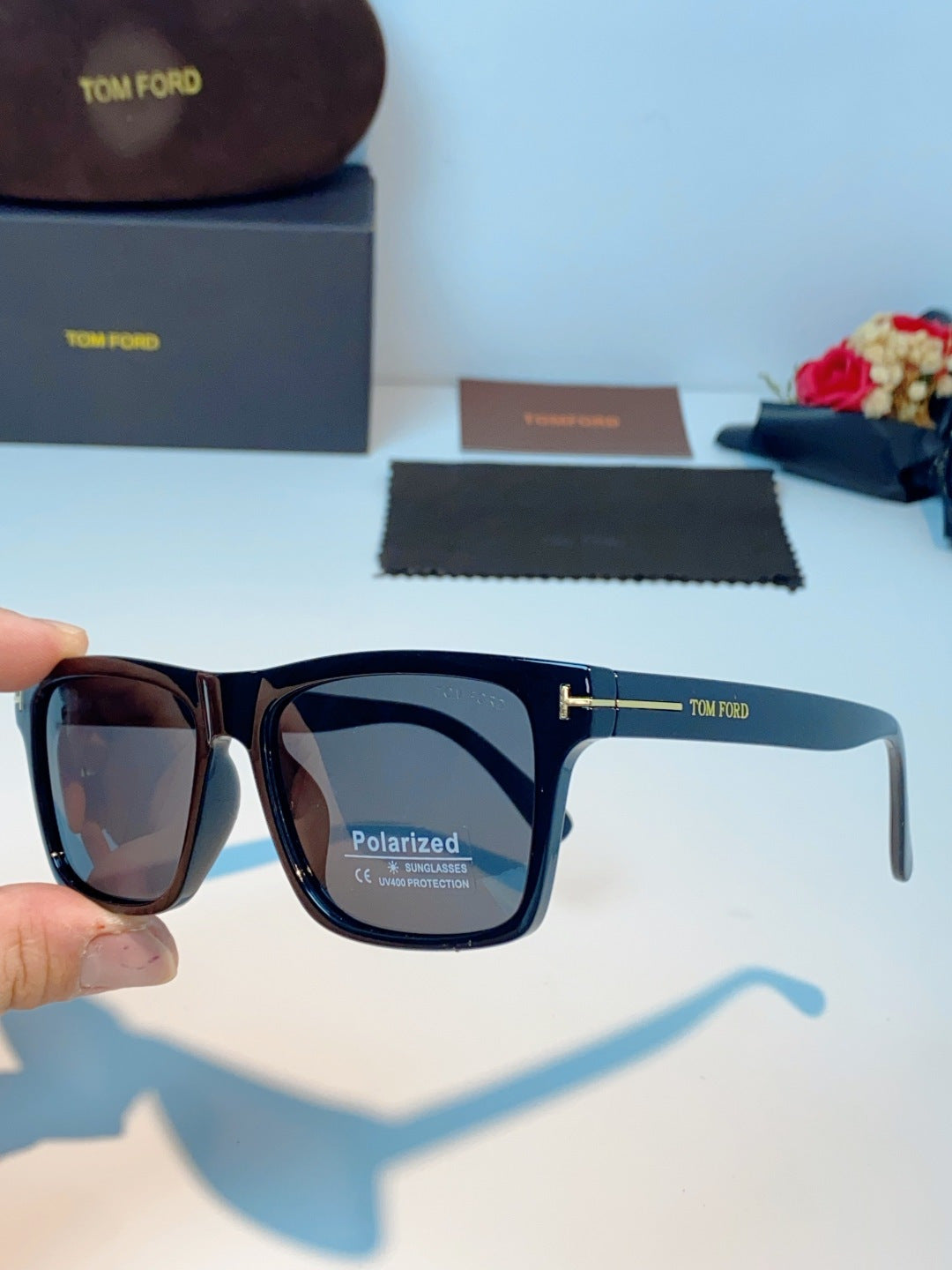 Tom Ford Metal Square Blue Lens Sunglasses for Men & Women - detail image 6