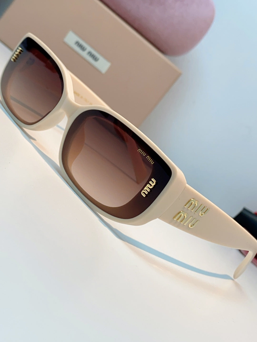 Miu Miu Square Brown Lens Sunglasses for Men & Women - detail image 7