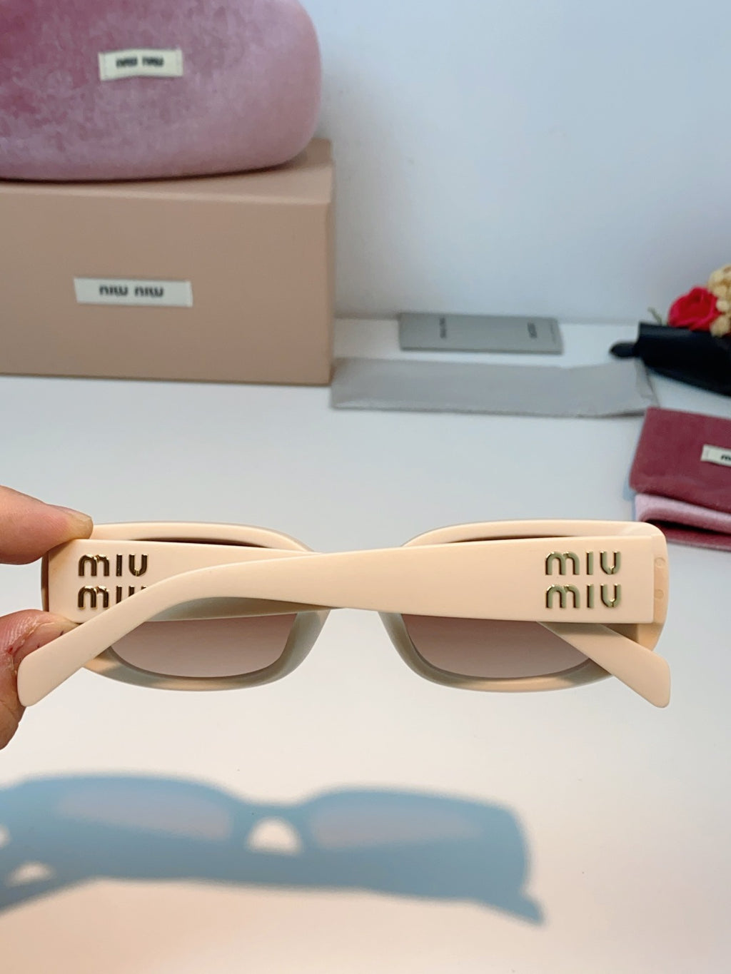 Miu Miu Square Brown Lens Sunglasses for Men & Women - detail image 5