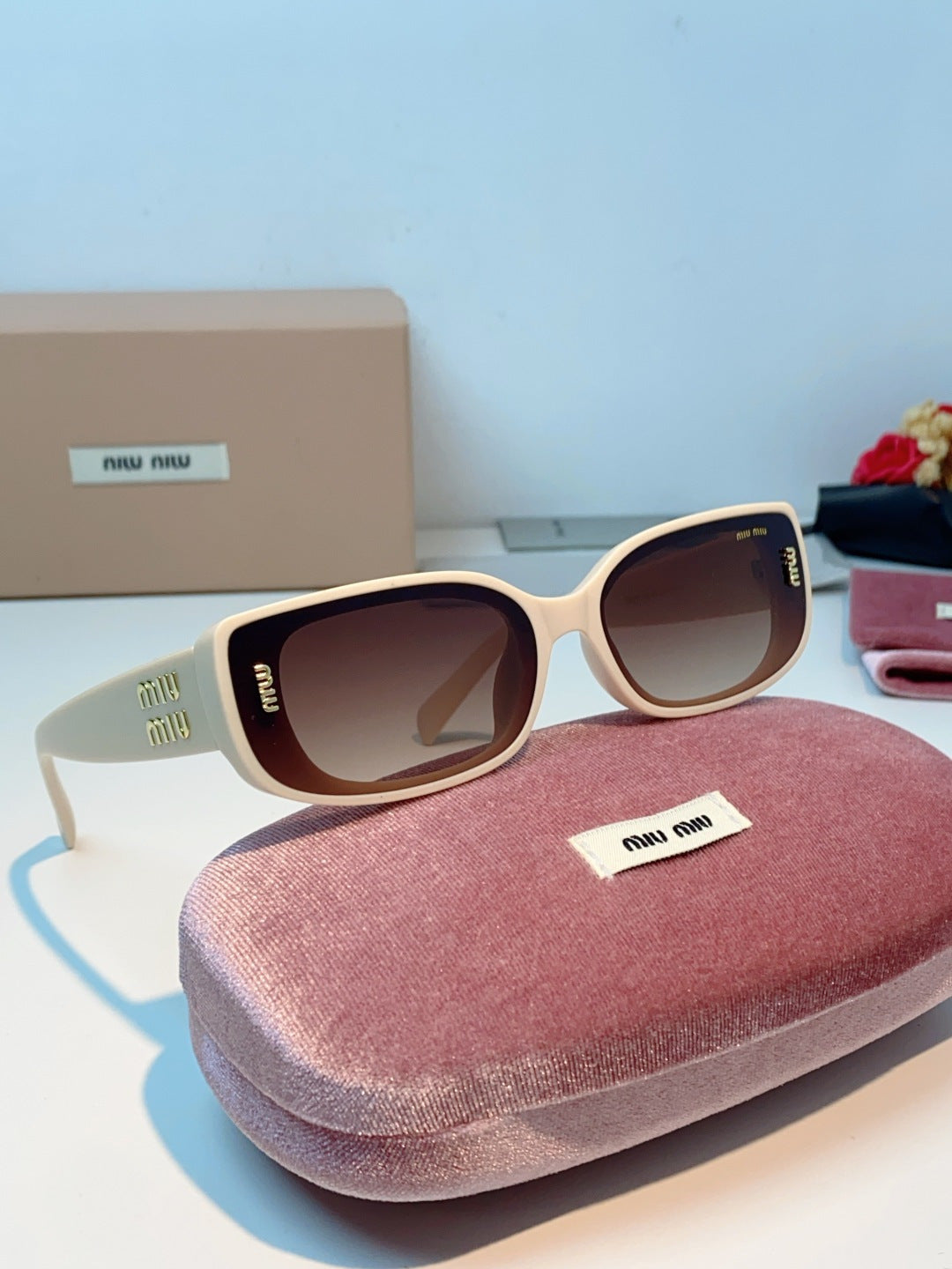 Miu Miu Square Brown Lens Sunglasses for Men & Women - detail image 10