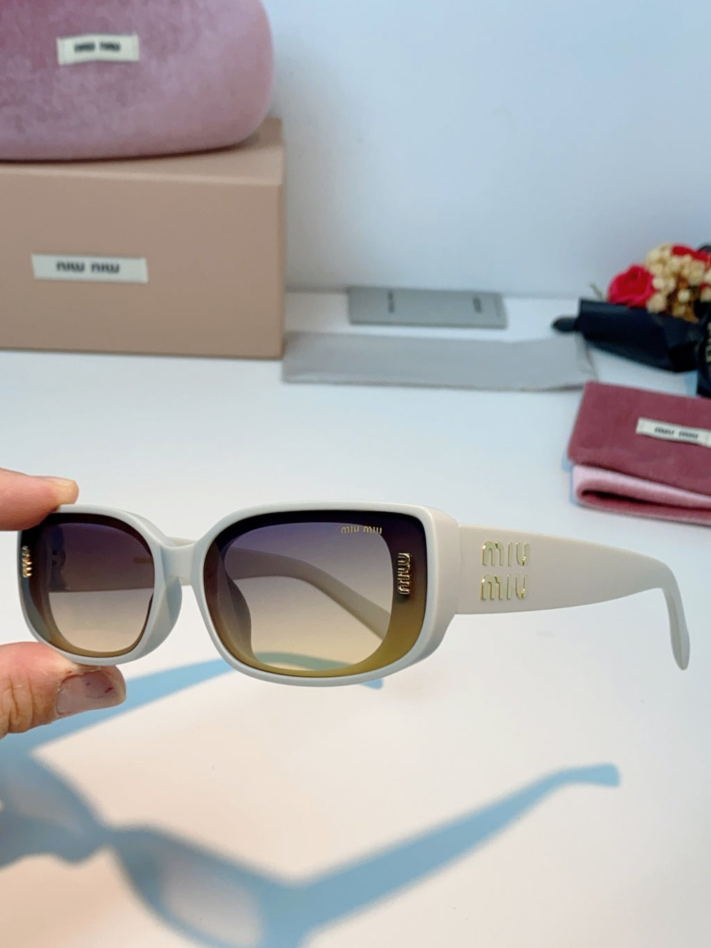 Miu Miu Square Black Lens Sunglasses for Men & Women - 487551 - detail image 6