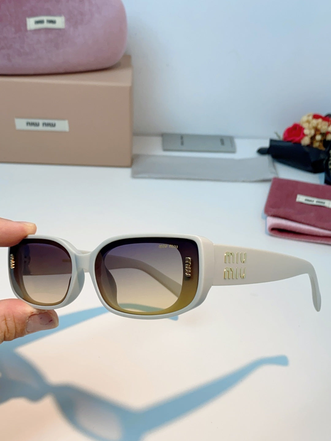 Miu Miu Square Black Lens Sunglasses for Men & Women - 487551 - detail image 6