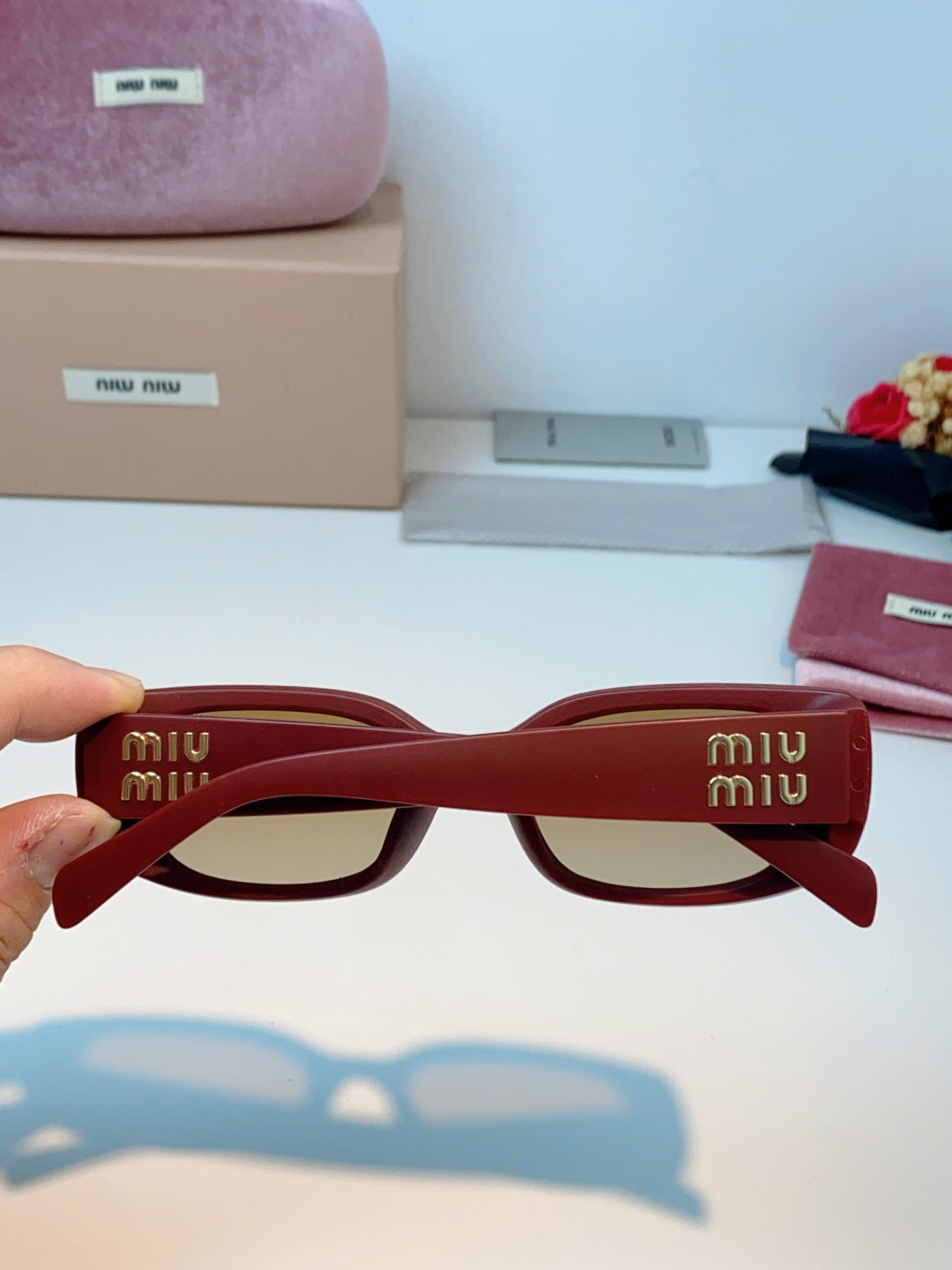 Miu Miu Square Red Lens Sunglasses for Men & Women - 487552 - detail image 5
