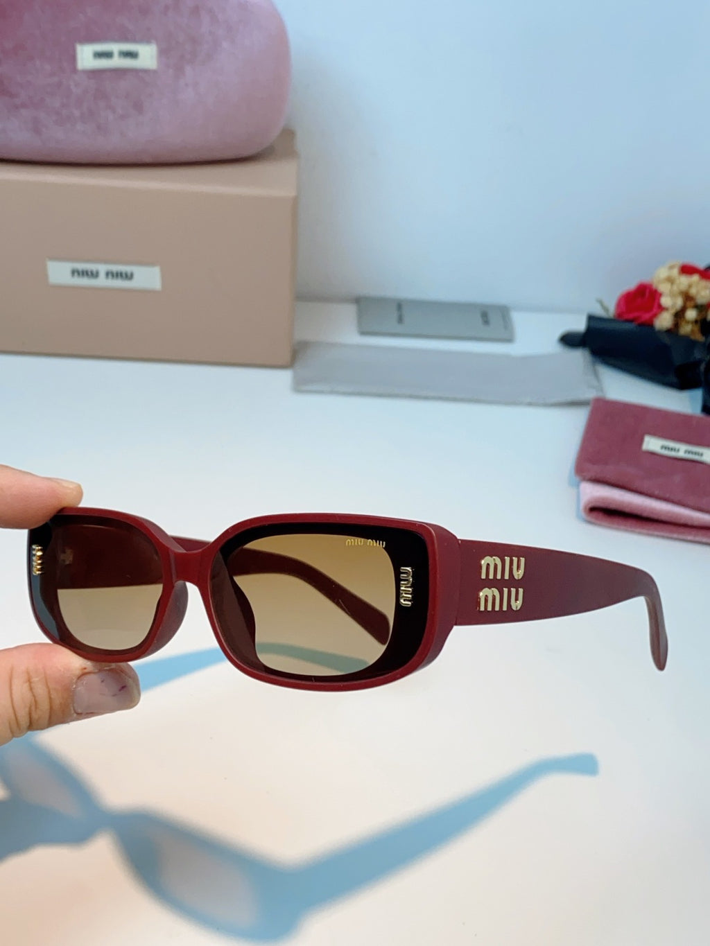 Miu Miu Square Red Lens Sunglasses for Men & Women - 487552 - detail image 6