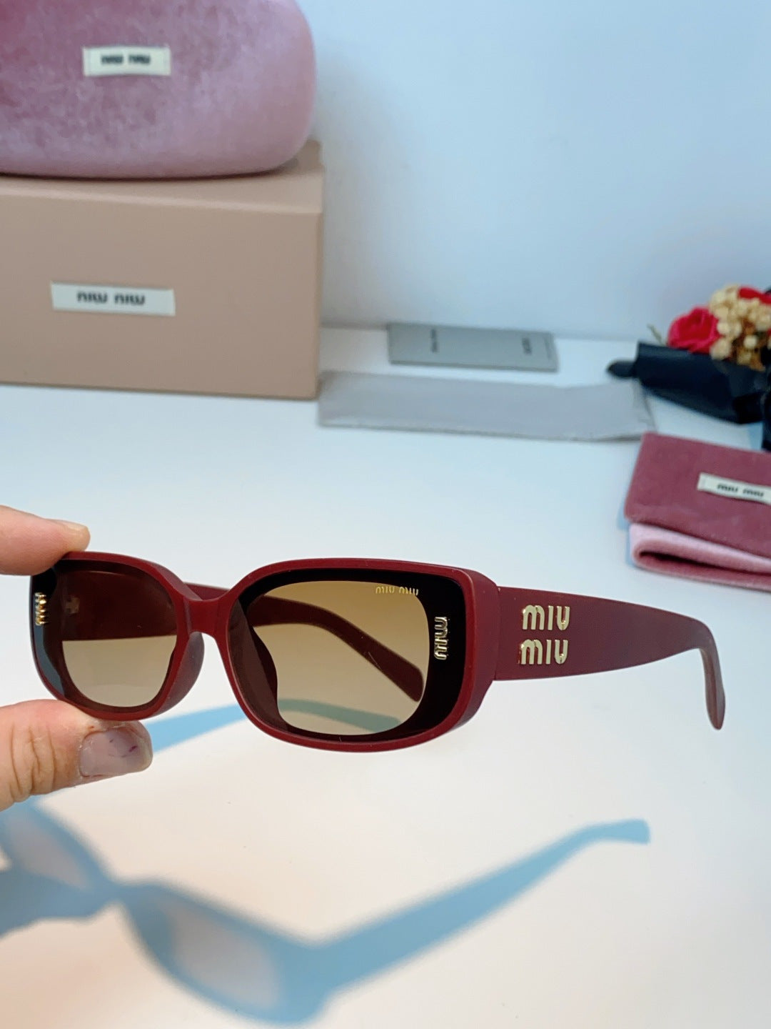 Miu Miu Square Red Lens Sunglasses for Men & Women - 487552 - detail image 6