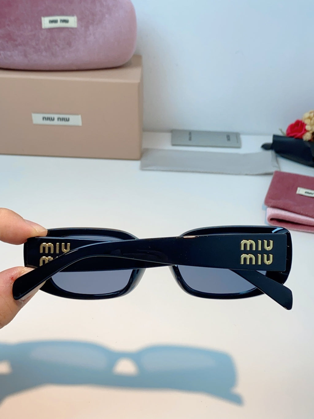 Miu Miu Square Gray Lens Sunglasses for Men & Women - 487553 - detail image 5