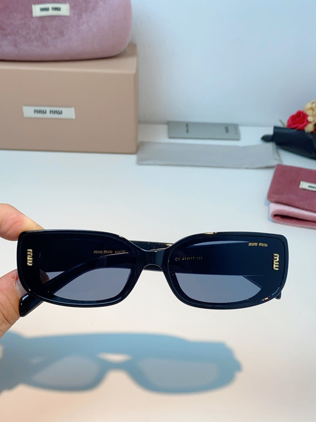 Miu Miu Square Gray Lens Sunglasses for Men & Women - 487553 - detail image 4