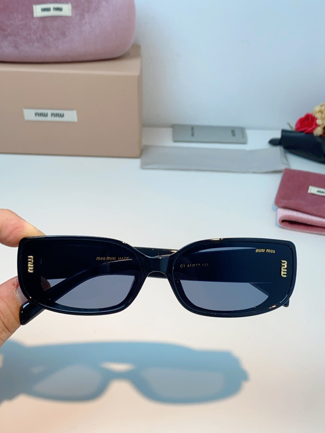 Miu Miu Square Gray Lens Sunglasses for Men & Women - 487553 - detail image 4