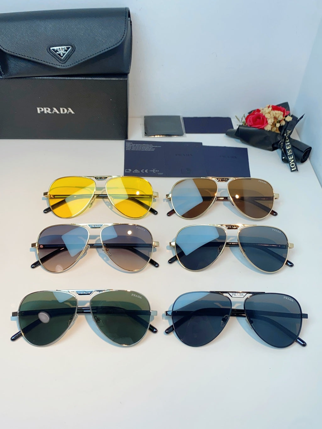 Prada Polarized Metal Aviator Gray Lens Sunglasses for Men & Women - detail image 13