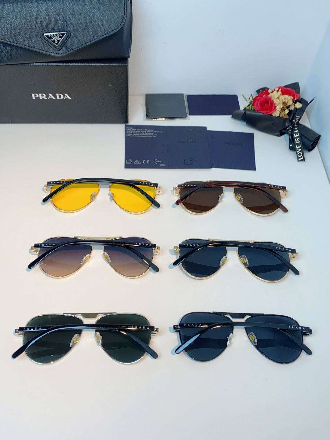 Prada Polarized Metal Aviator Gray Lens Sunglasses for Men & Women - 358457 - detail image 12