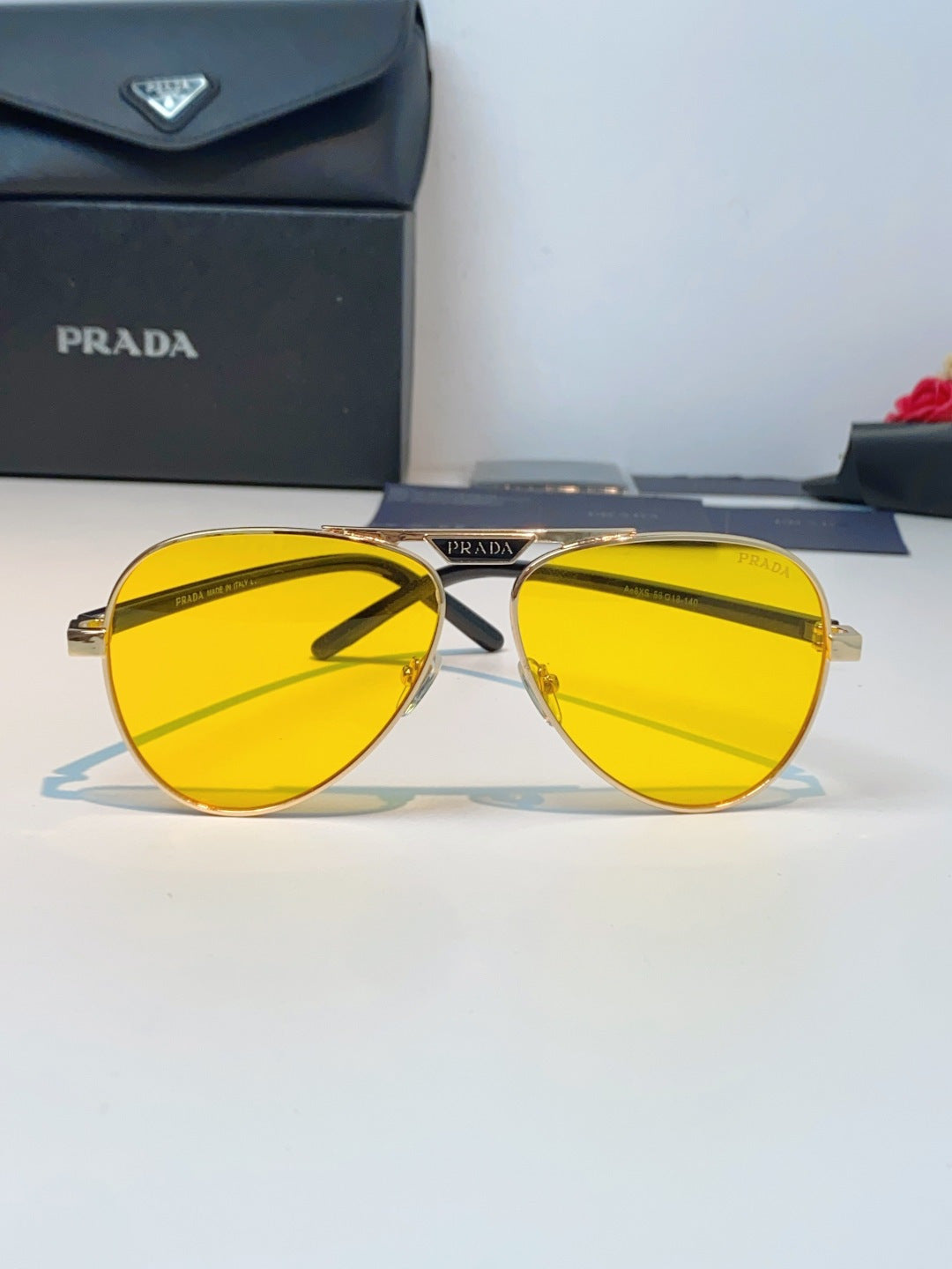 Prada Polarized Metal Aviator Orange Lens Sunglasses for Men & Women - detail image 2