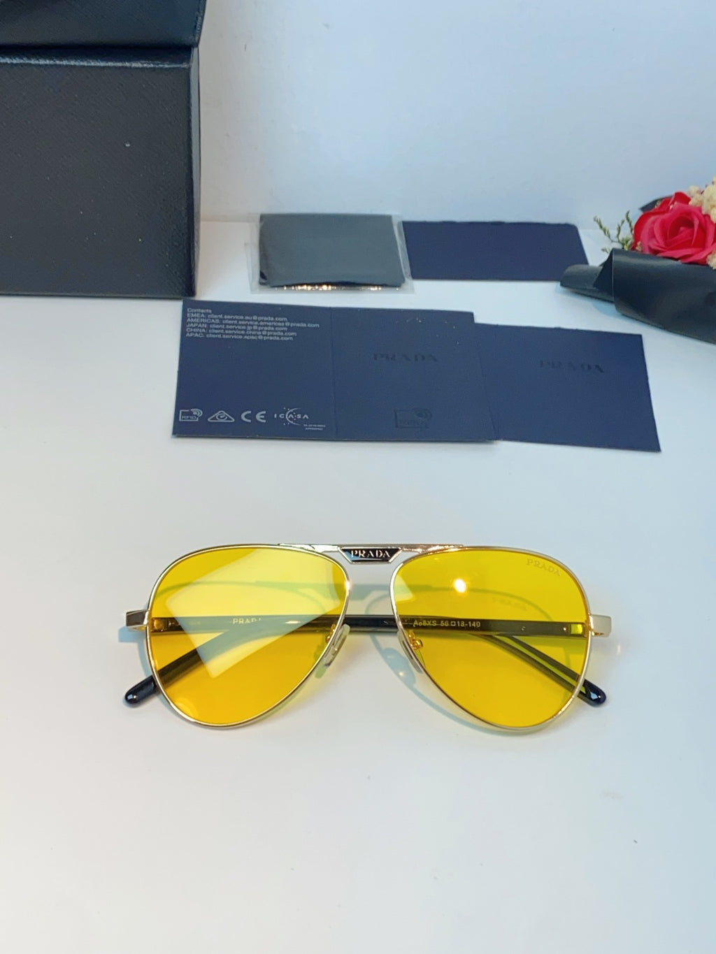 Prada Polarized Metal Aviator Orange Lens Sunglasses for Men & Women - detail image 10