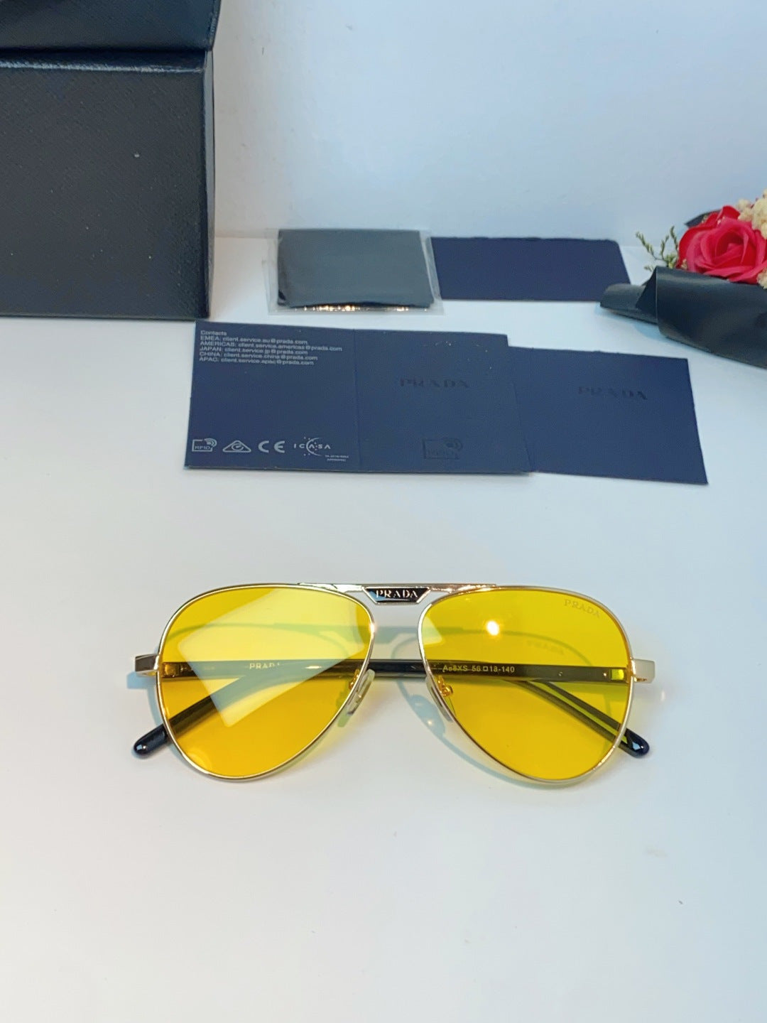 Prada Polarized Metal Aviator Orange Lens Sunglasses for Men & Women - detail image 10