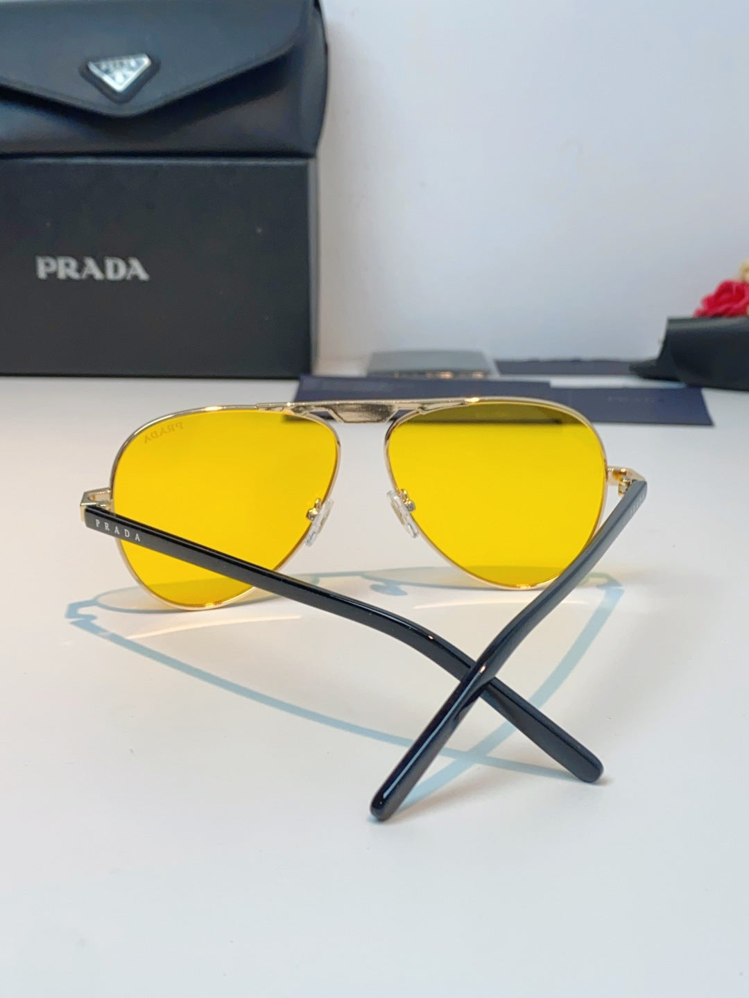 Prada Polarized Metal Aviator Orange Lens Sunglasses for Men & Women - detail image 3