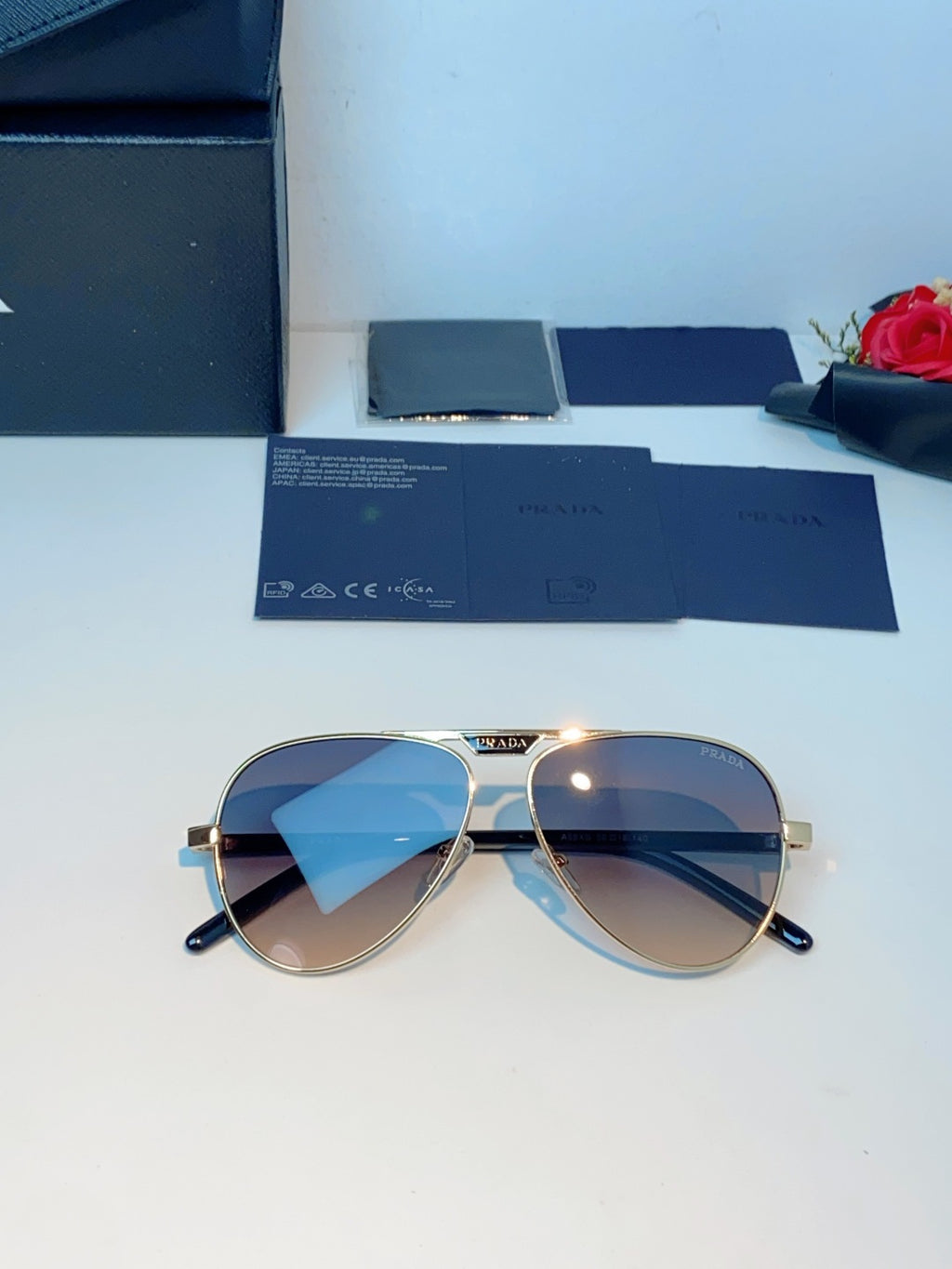 Prada Polarized Metal Aviator Brown Lens Sunglasses for Men & Women - 358454 - detail image 10
