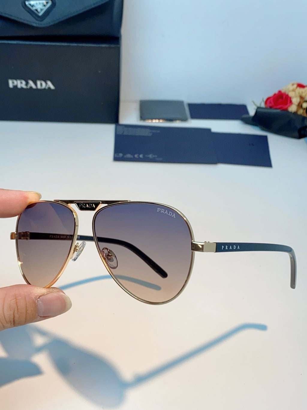 Prada Polarized Metal Aviator Brown Lens Sunglasses for Men & Women - 358454 - detail image 6