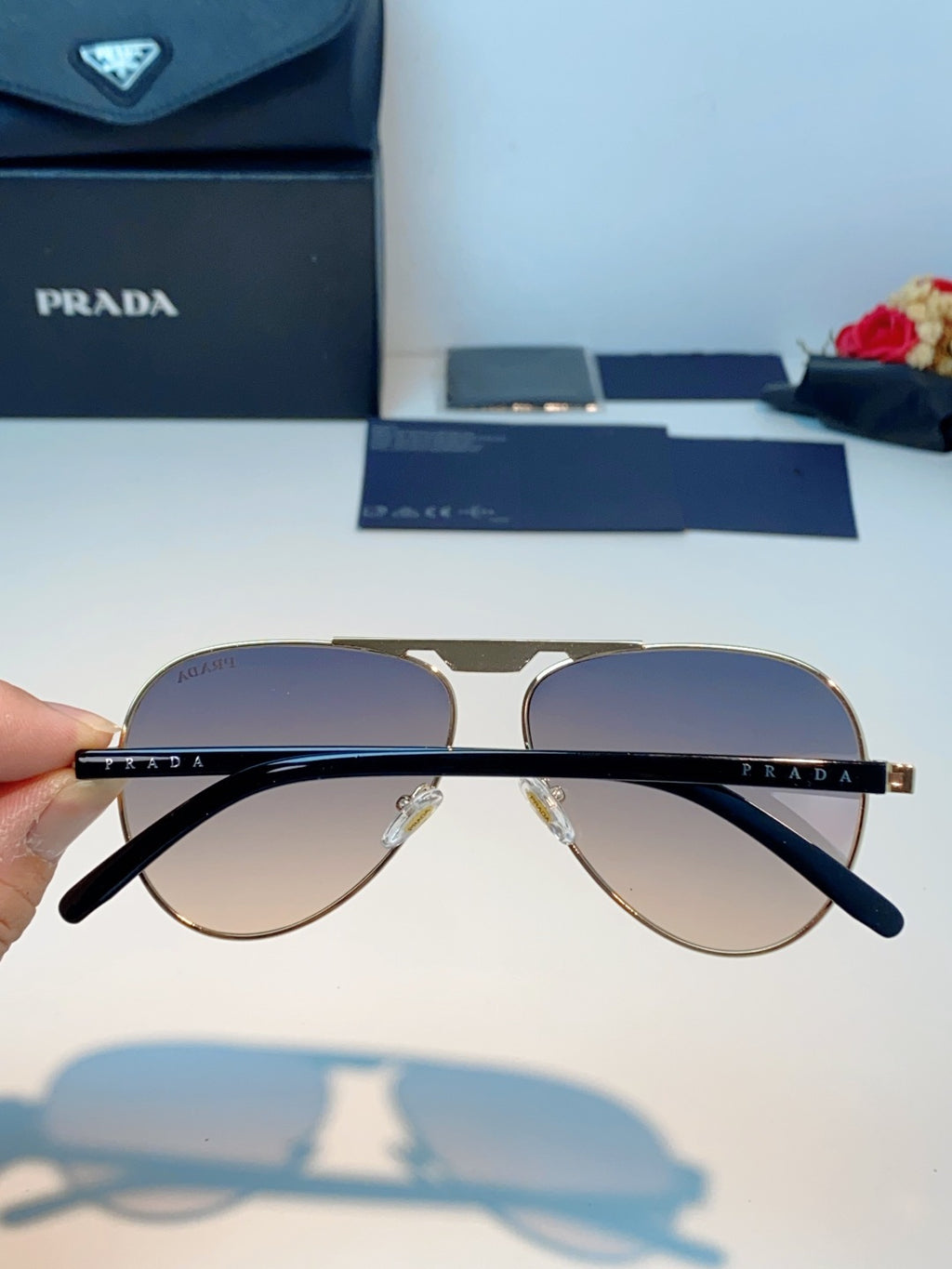Prada Polarized Metal Aviator Brown Lens Sunglasses for Men & Women - 358454 - detail image 5