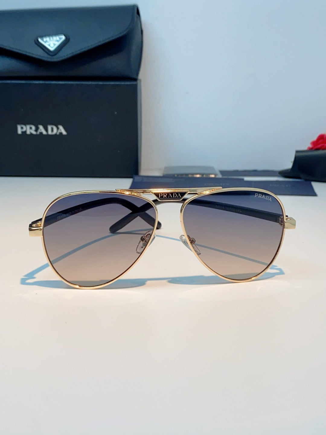 Prada Polarized Metal Aviator Brown Lens Sunglasses for Men & Women - 358454 - detail image 2