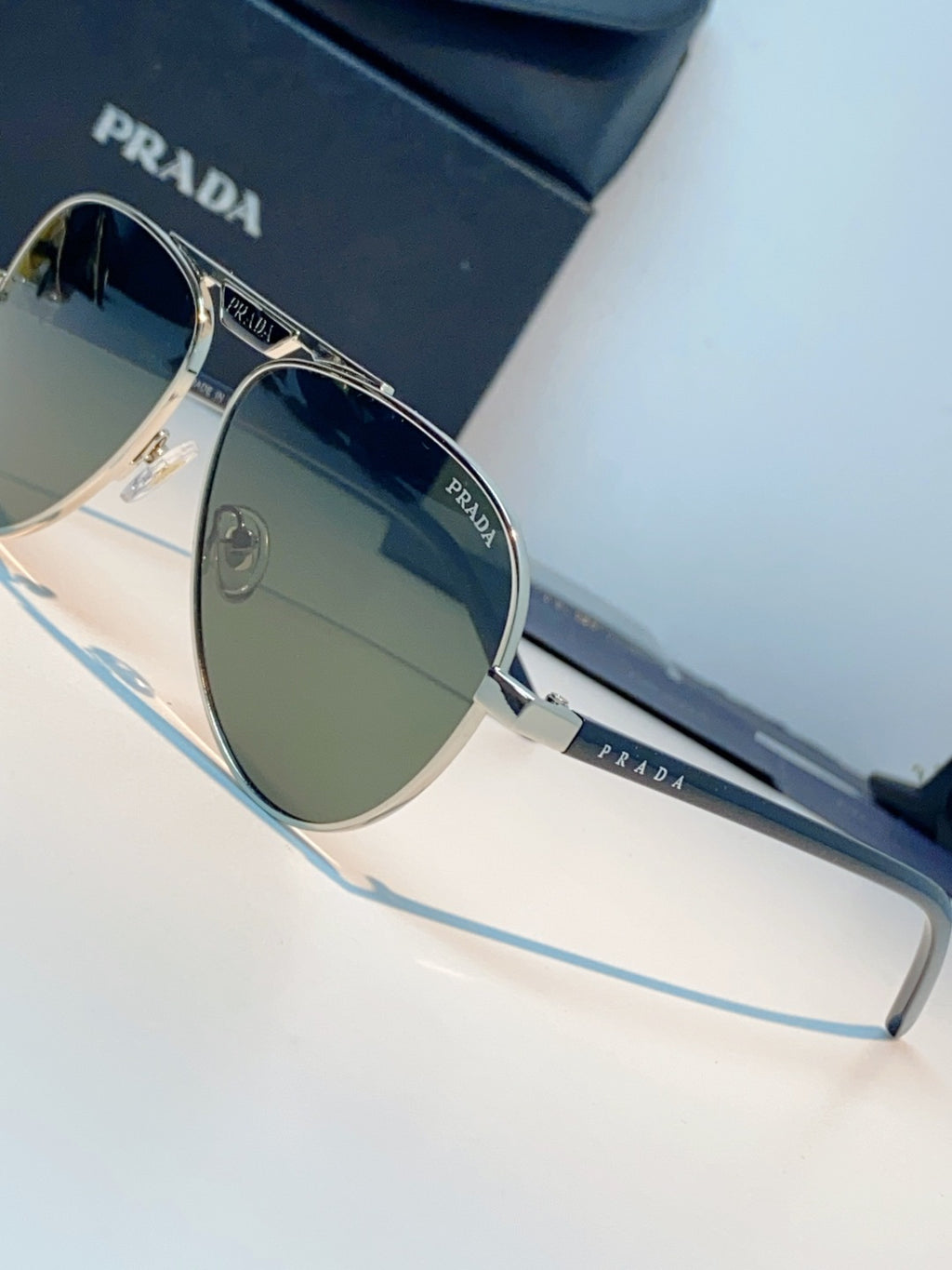 Prada Polarized Metal Aviator Gray Lens Sunglasses for Men & Women - 358455 - detail image 7