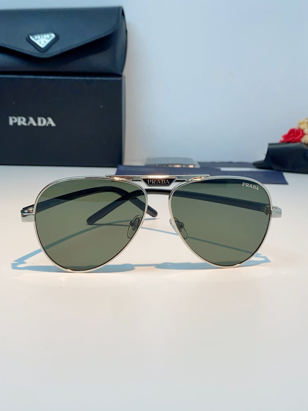 Prada Polarized Metal Aviator Gray Lens Sunglasses for Men & Women - 358455 - detail image 2