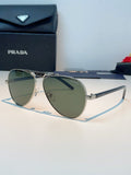 Prada Polarized Metal Aviator Gray Lens Sunglasses for Men & Women - 358455