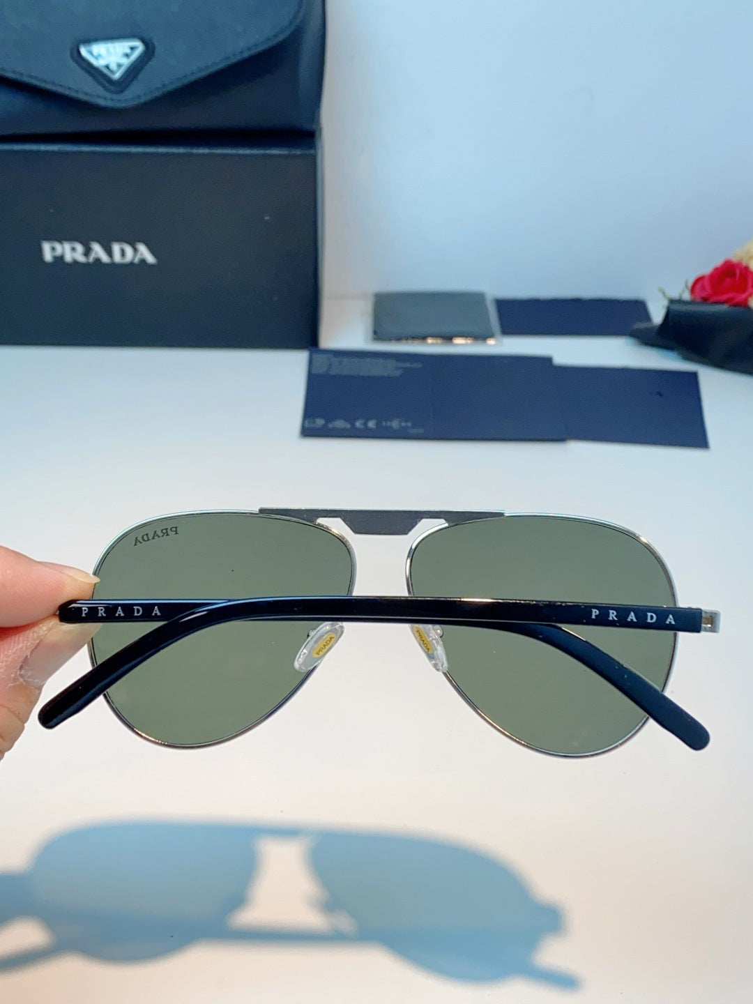 Prada Polarized Metal Aviator Gray Lens Sunglasses for Men & Women - 358455 - detail image 5