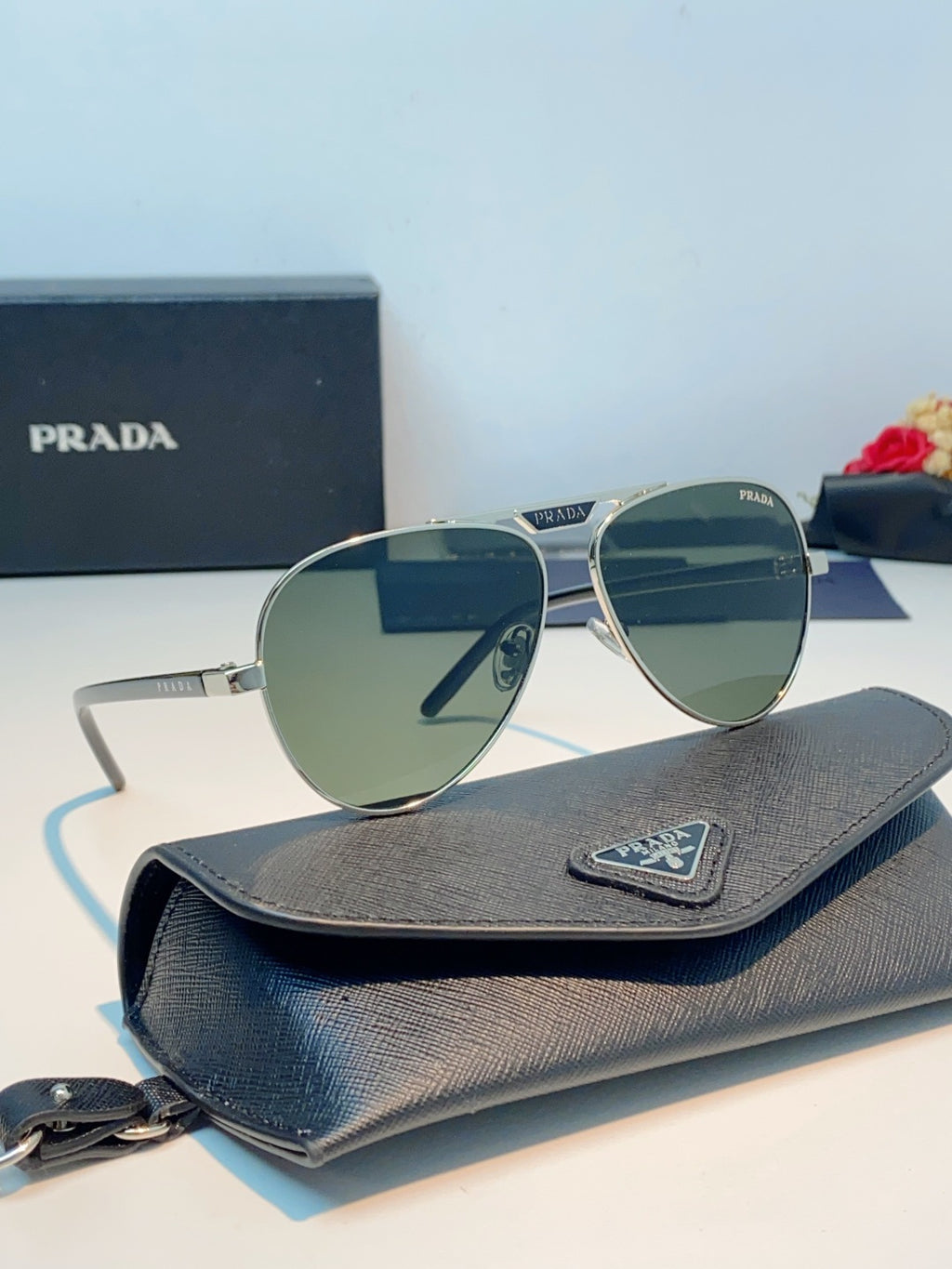 Prada Polarized Metal Aviator Gray Lens Sunglasses for Men & Women - 358455 - detail image 11