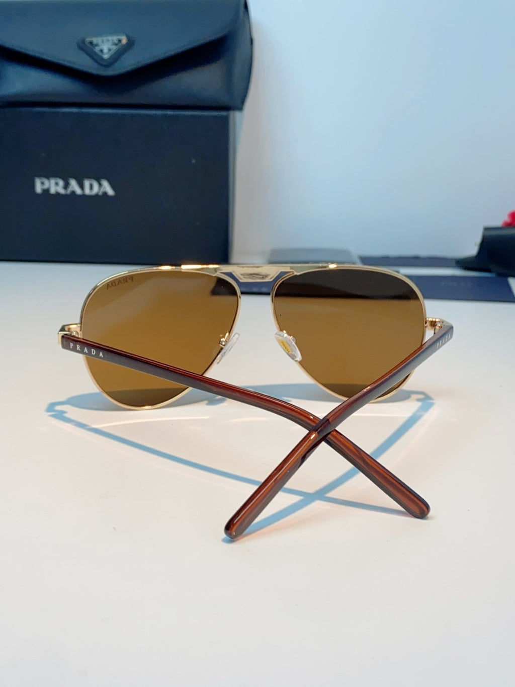 Prada Polarized Metal Aviator Brown Lens Sunglasses for Men & Women - detail image 3