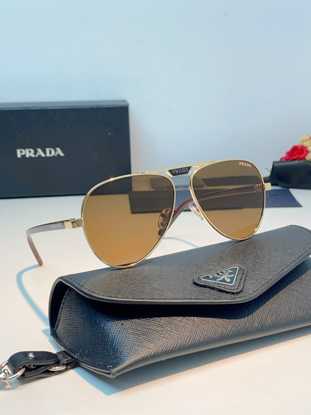 Prada Polarized Metal Aviator Brown Lens Sunglasses for Men & Women - detail image 11
