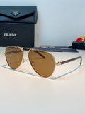 Prada Polarized Metal Aviator Brown Lens Sunglasses for Men & Women