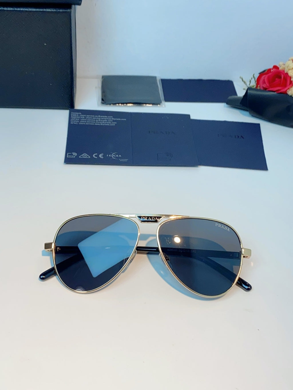 Prada Polarized Metal Aviator Gray Lens Sunglasses for Men & Women - 358457 - detail image 10