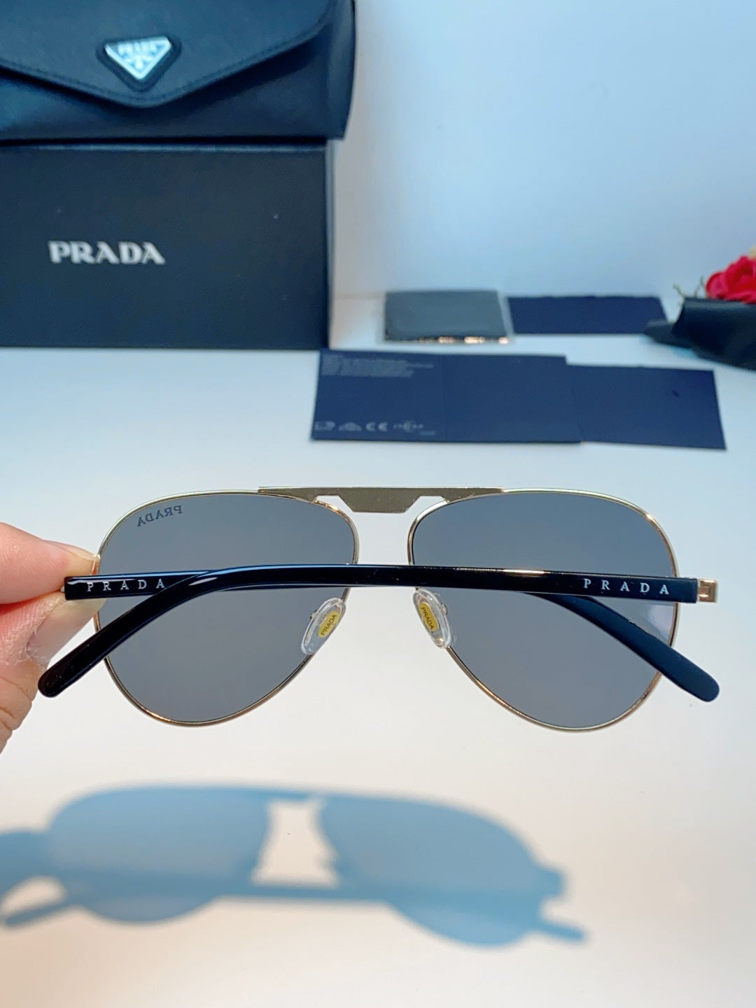 Prada Polarized Metal Aviator Gray Lens Sunglasses for Men & Women - 358457 - detail image 5